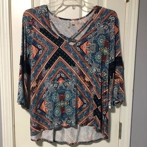 Cato Hi-Lo multi-colored top. Size M.